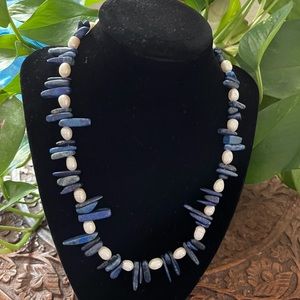 Natural Lapis & Pearl necklace